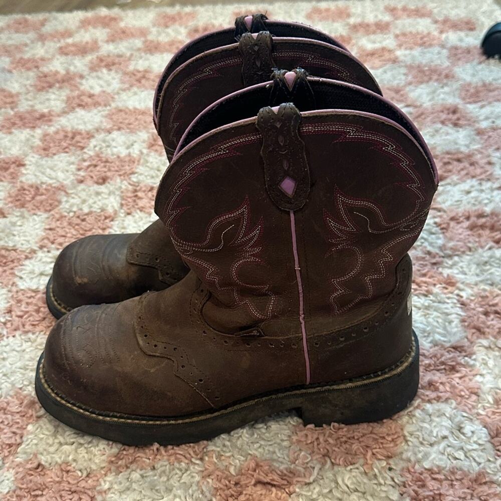 JUSTIN Women’s Wanette Western Steel Toe Work Cowboy Leather Boots - Picture 5 of 10